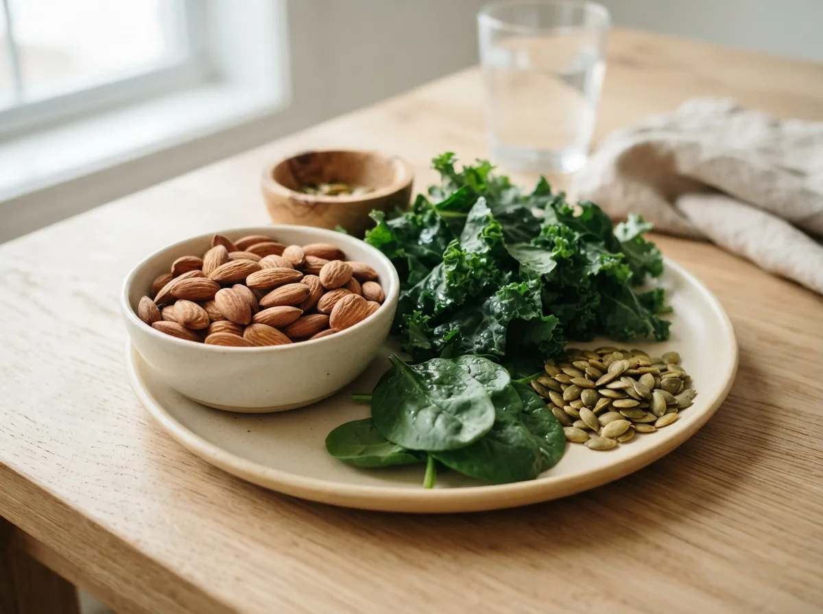 Nuts, seeds, and green vegetables